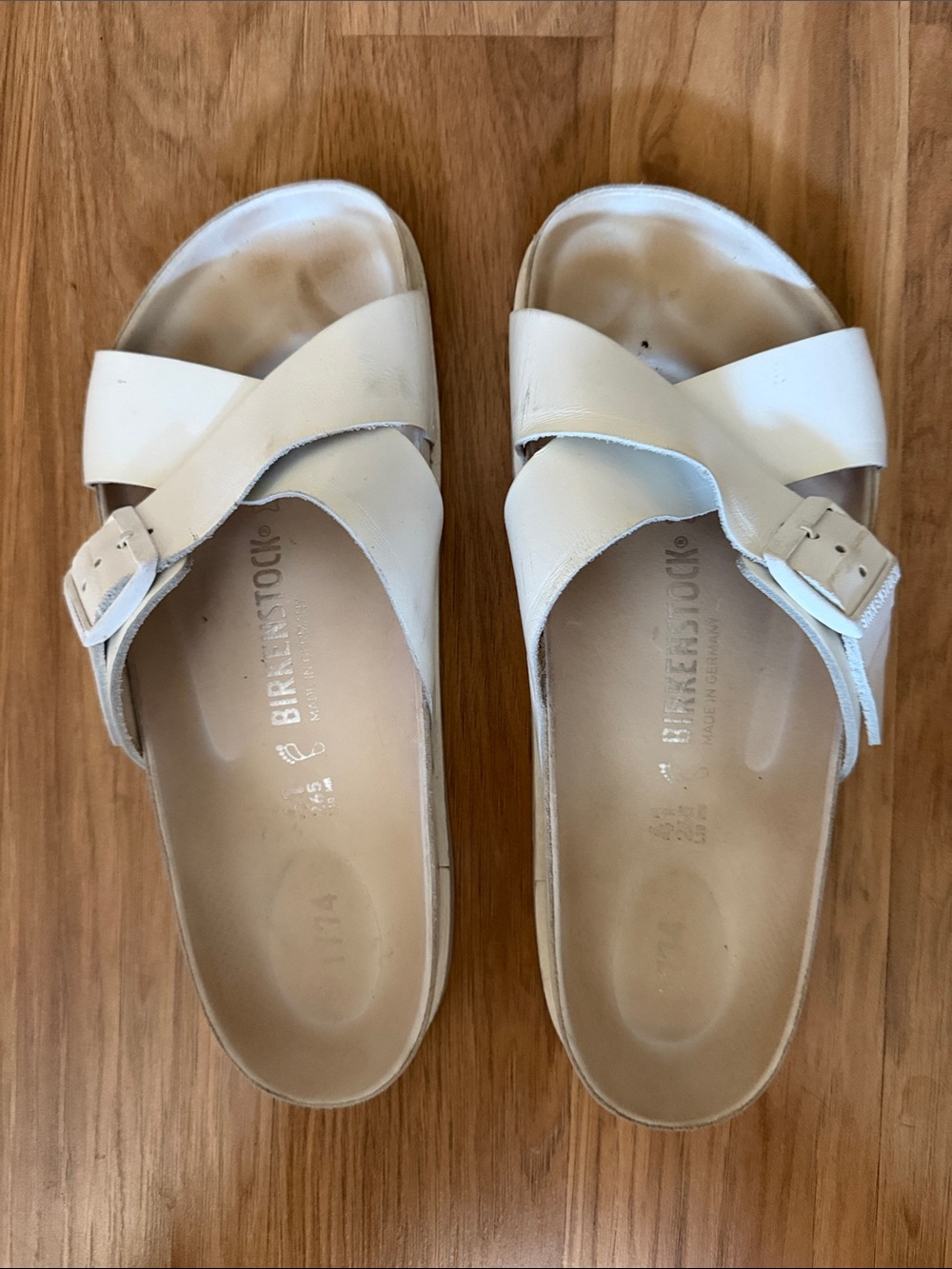 Birkenstock 1774 white slip on Sienna  Leather Slide Sandals